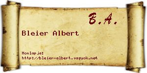 Bleier Albert névjegykártya